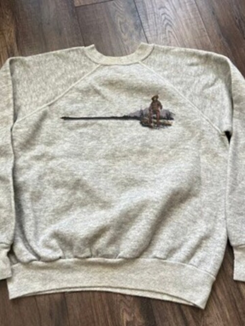 True Vintage 80s Native Explorer Graphic Crewneck Sweatshirt Gray Medium Western - Picture 3 of 10